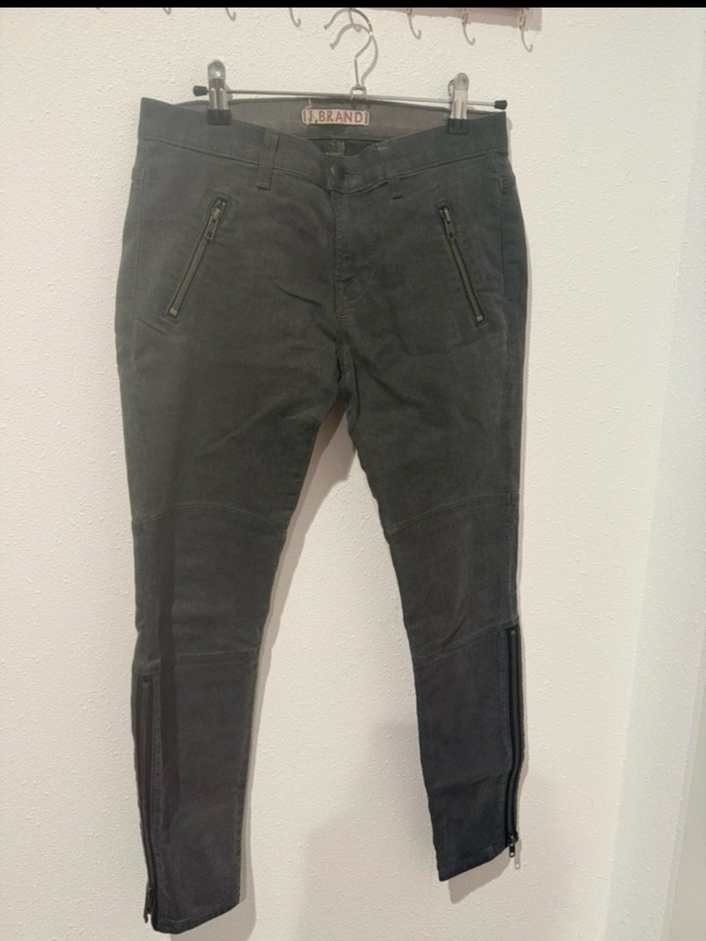 J Brand Women's Dark Gray Skinny Zip-Detail Pants